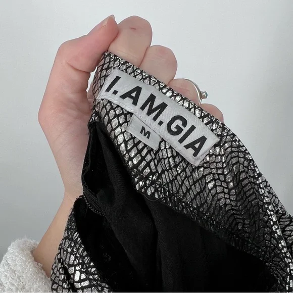 SOLD I.AM.GIA Metallic Silver Snakeskin Print Katana Ultra High Rise Flare Pants - Picture 7 of 8